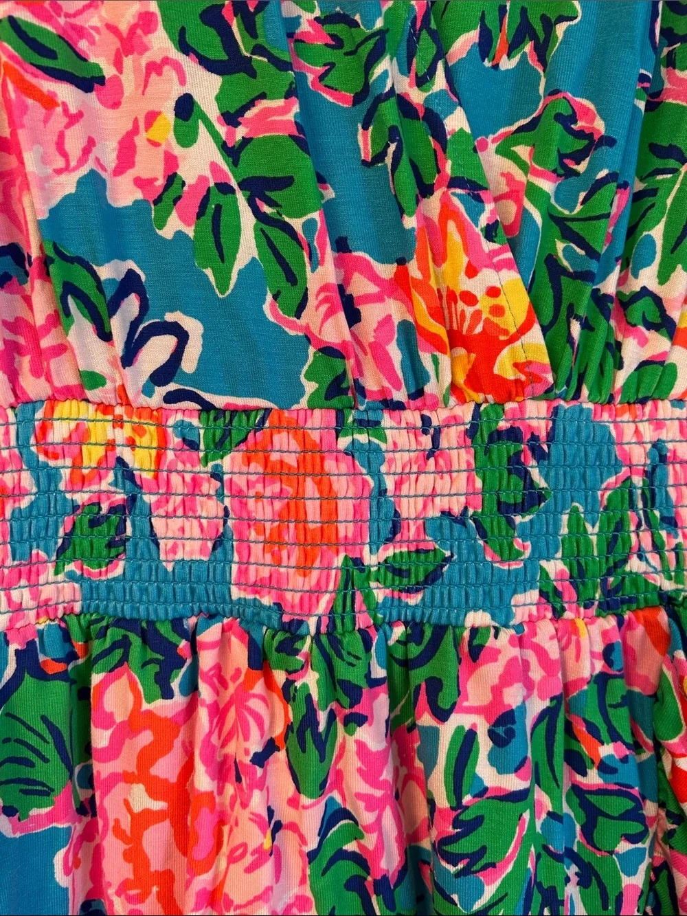 Lilly Pulitzer Peggy Pink Rose and Teal Floral Long Sleeve Romper Sz M - Picture 3 of 9